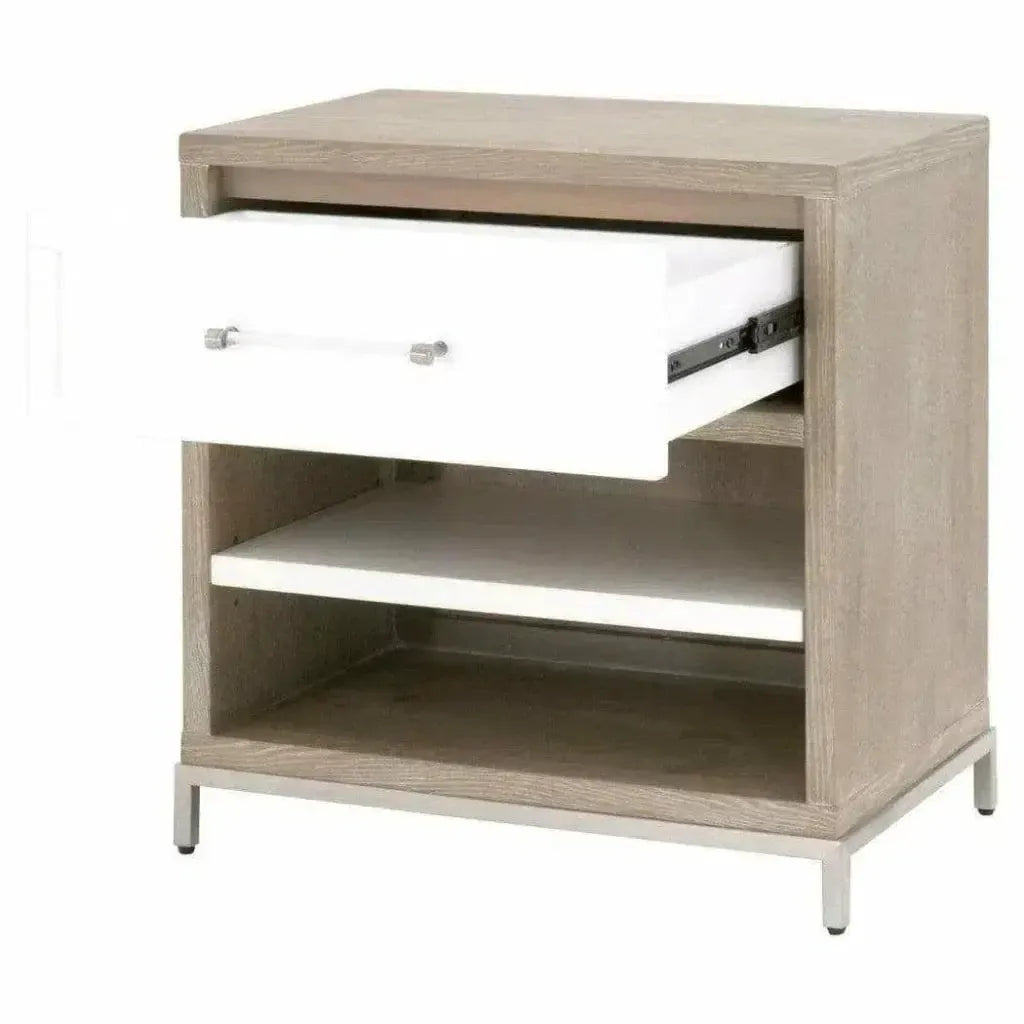 Wrenn 1 Drawer Two Tone White Nightstand - LOOMLAN - Essentials For Living - Nightstands