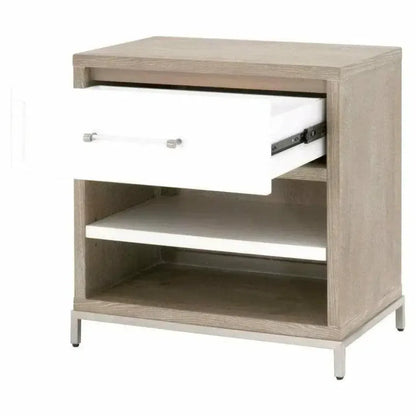 Wrenn 1 Drawer Two Tone White Nightstand - LOOMLAN - Essentials For Living - Nightstands