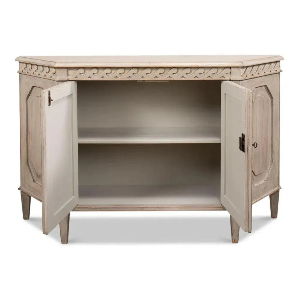 Wrenn Credenza Stone Grey Cabinet for Living Room - LOOMLAN - Sarreid - Sideboards