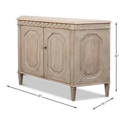 Wrenn Credenza Stone Grey Cabinet for Living Room - LOOMLAN - Sarreid - Sideboards