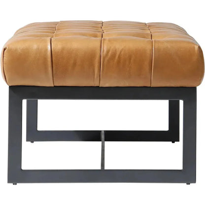 Wyatt Top Grain Leather Bedroom Bench Iron - LOOMLAN - Moe's Home - Bedroom Benches