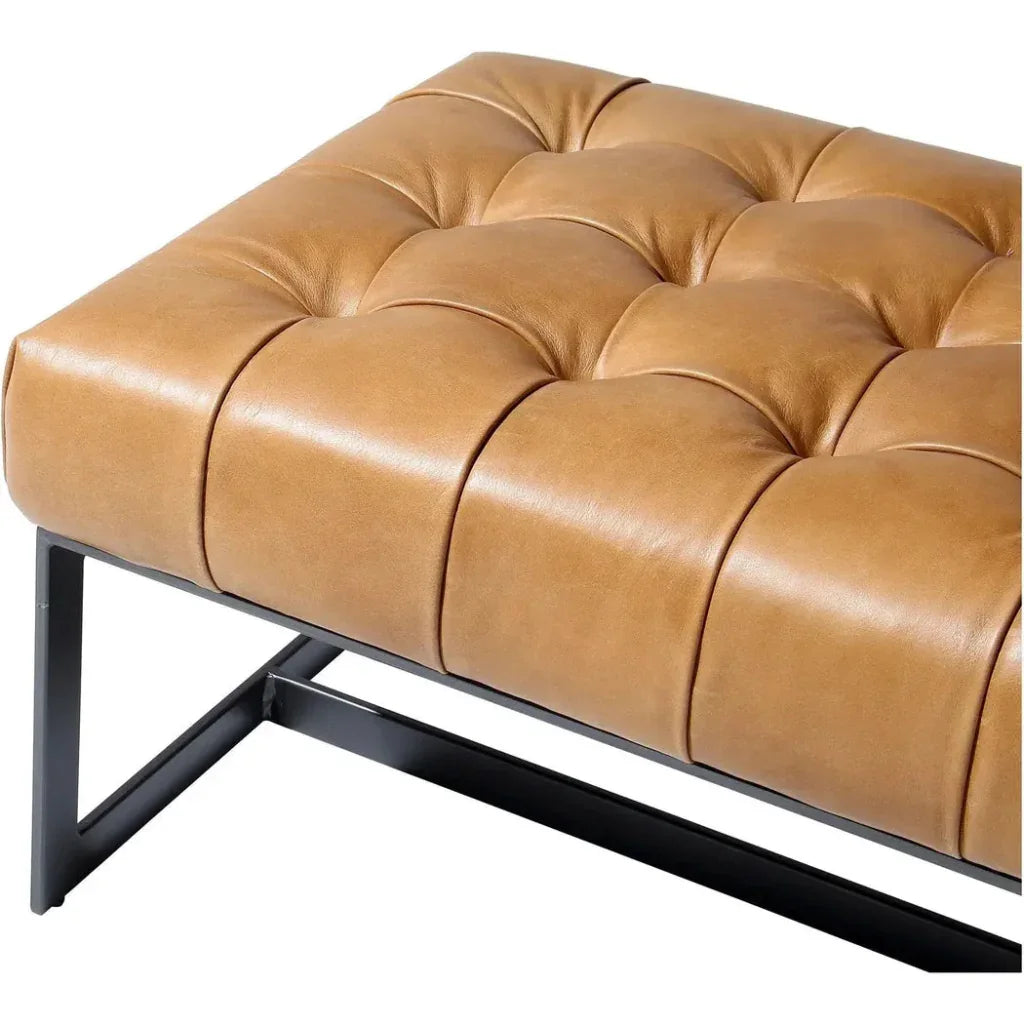Wyatt Top Grain Leather Bedroom Bench Iron - LOOMLAN - Moe's Home - Bedroom Benches