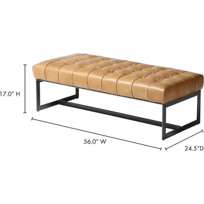 Wyatt Top Grain Leather Bedroom Bench Iron - LOOMLAN - Moe's Home - Bedroom Benches