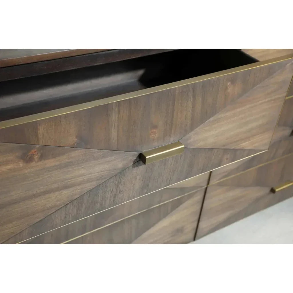 Wynn 6 - Drawer Double Dresser Burnished Brown & Gold - LOOMLAN - Essentials For Living - Dressers