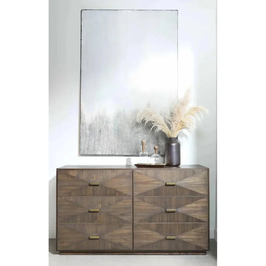 Wynn 6 - Drawer Double Dresser Burnished Brown & Gold - LOOMLAN - Essentials For Living - Dressers