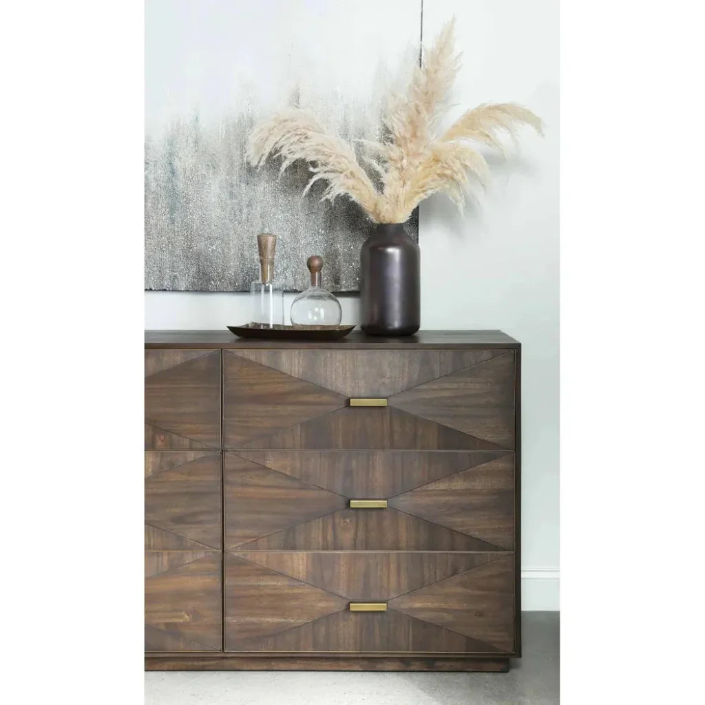 Wynn 6 - Drawer Double Dresser Burnished Brown & Gold - LOOMLAN - Essentials For Living - Dressers