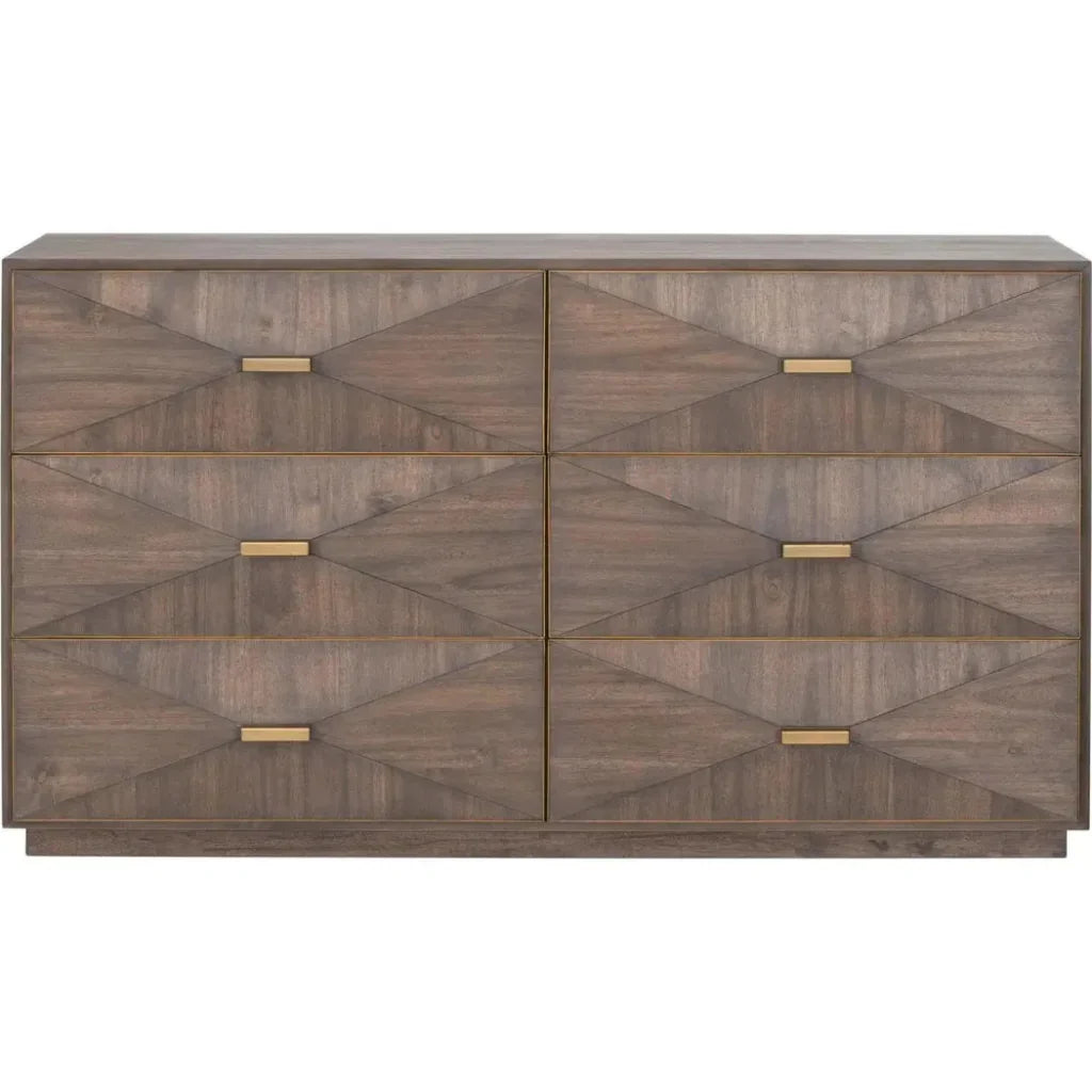 Wynn 6 - Drawer Double Dresser Burnished Brown & Gold - LOOMLAN - Essentials For Living - Dressers