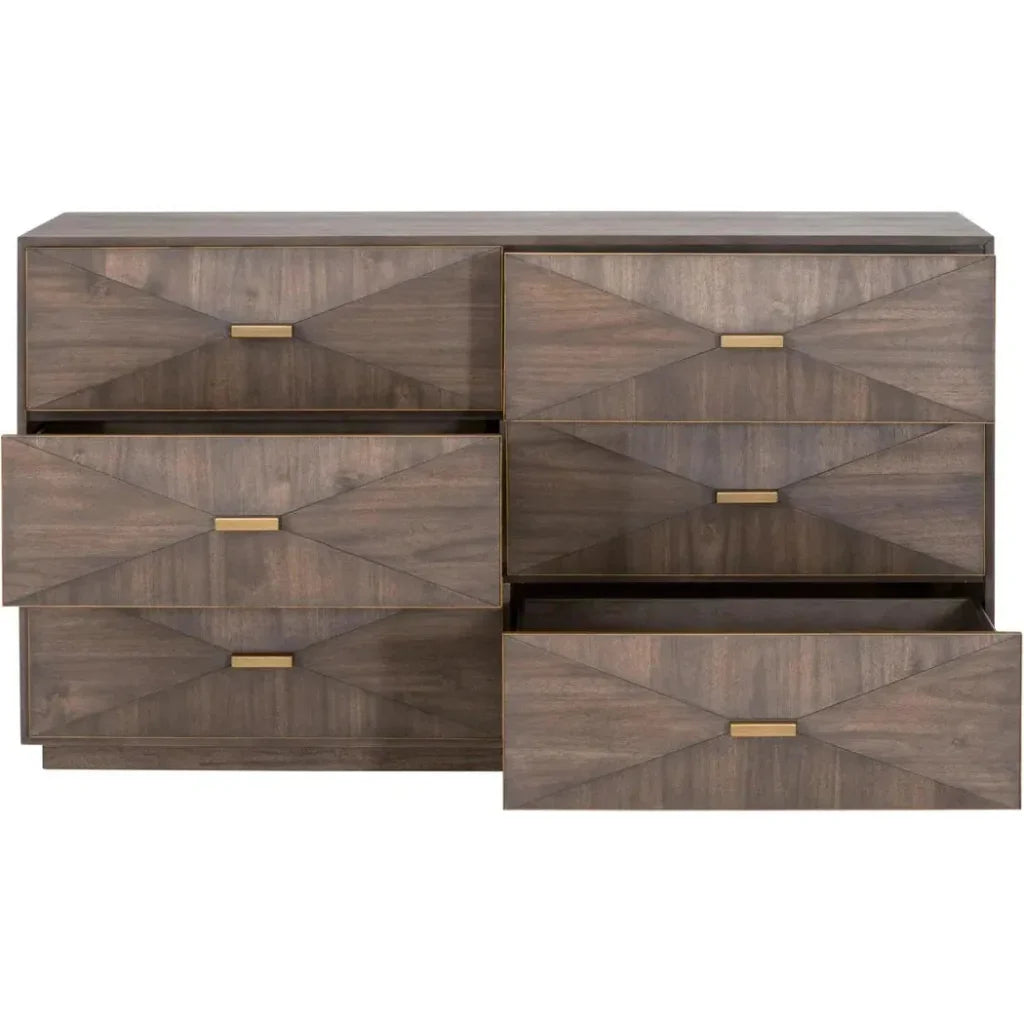 Wynn 6 - Drawer Double Dresser Burnished Brown & Gold - LOOMLAN - Essentials For Living - Dressers
