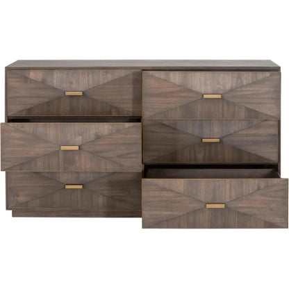 Wynn 6 - Drawer Double Dresser Burnished Brown & Gold - LOOMLAN - Essentials For Living - Dressers
