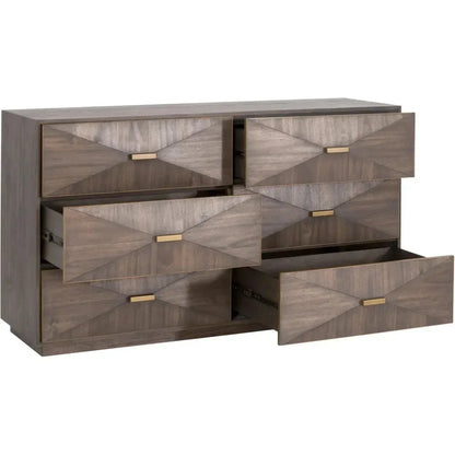Wynn 6 - Drawer Double Dresser Burnished Brown & Gold - LOOMLAN - Essentials For Living - Dressers