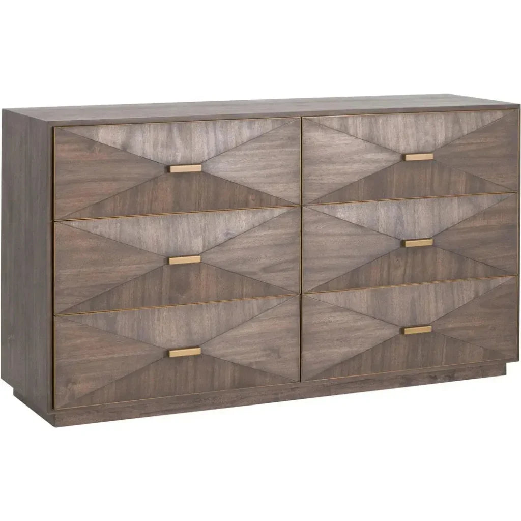 Wynn 6 - Drawer Double Dresser Burnished Brown & Gold - LOOMLAN - Essentials For Living - Dressers