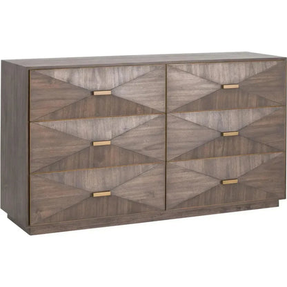 Wynn 6 - Drawer Double Dresser Burnished Brown & Gold - LOOMLAN - Essentials For Living - Dressers