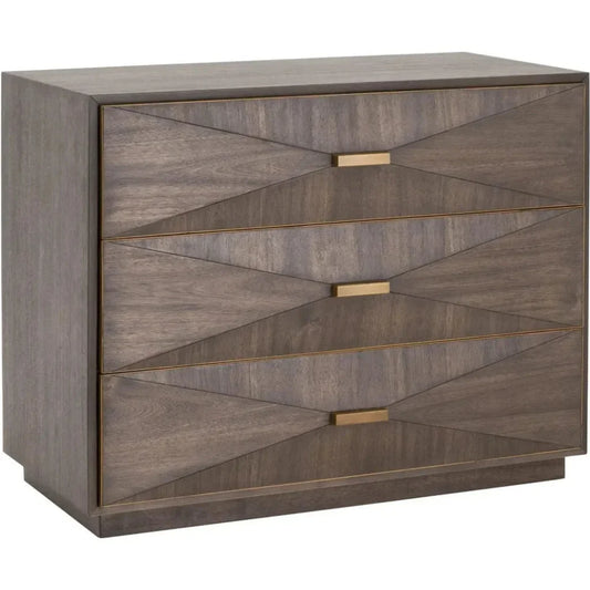 Wynn Brown Shagreen 3 Drawers Nightstand Bedroom - LOOMLAN - Essentials For Living - Nightstands