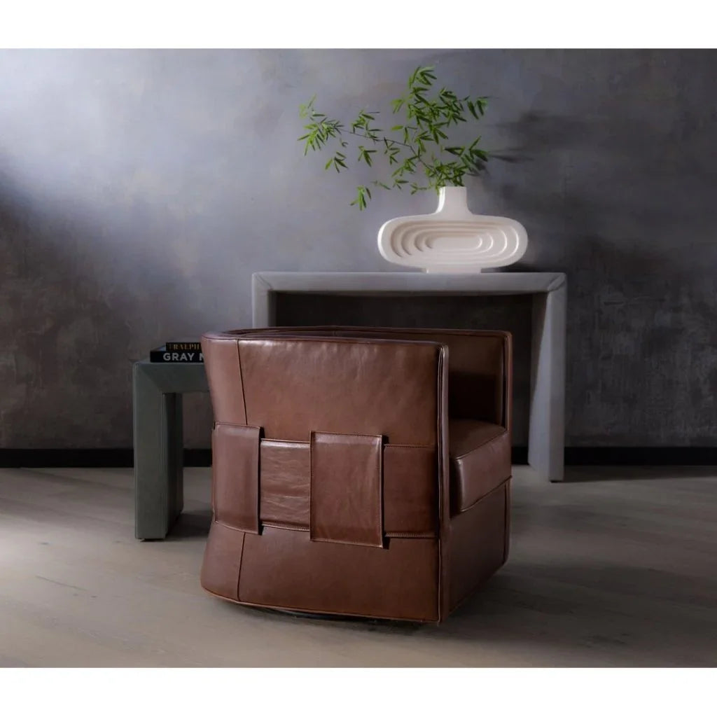 Wynn Leather Comfort Swivel Chair - LOOMLAN - Olivia + Quinn - Club Chairs