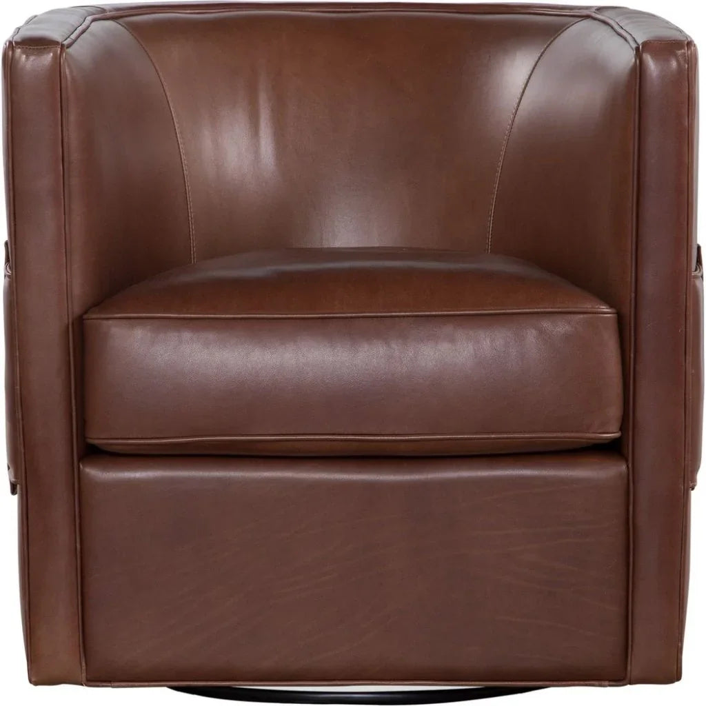 Wynn Leather Comfort Swivel Chair - LOOMLAN - Olivia + Quinn - Club Chairs