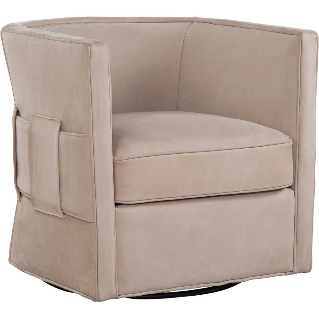 Wynn Leather Comfort Swivel Chair - LOOMLAN - Olivia + Quinn - Club Chairs