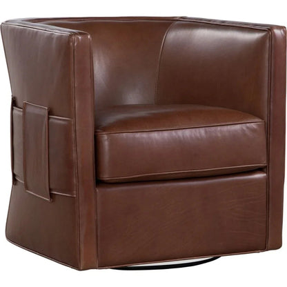 Wynn Leather Comfort Swivel Chair - LOOMLAN - Olivia + Quinn - Club Chairs