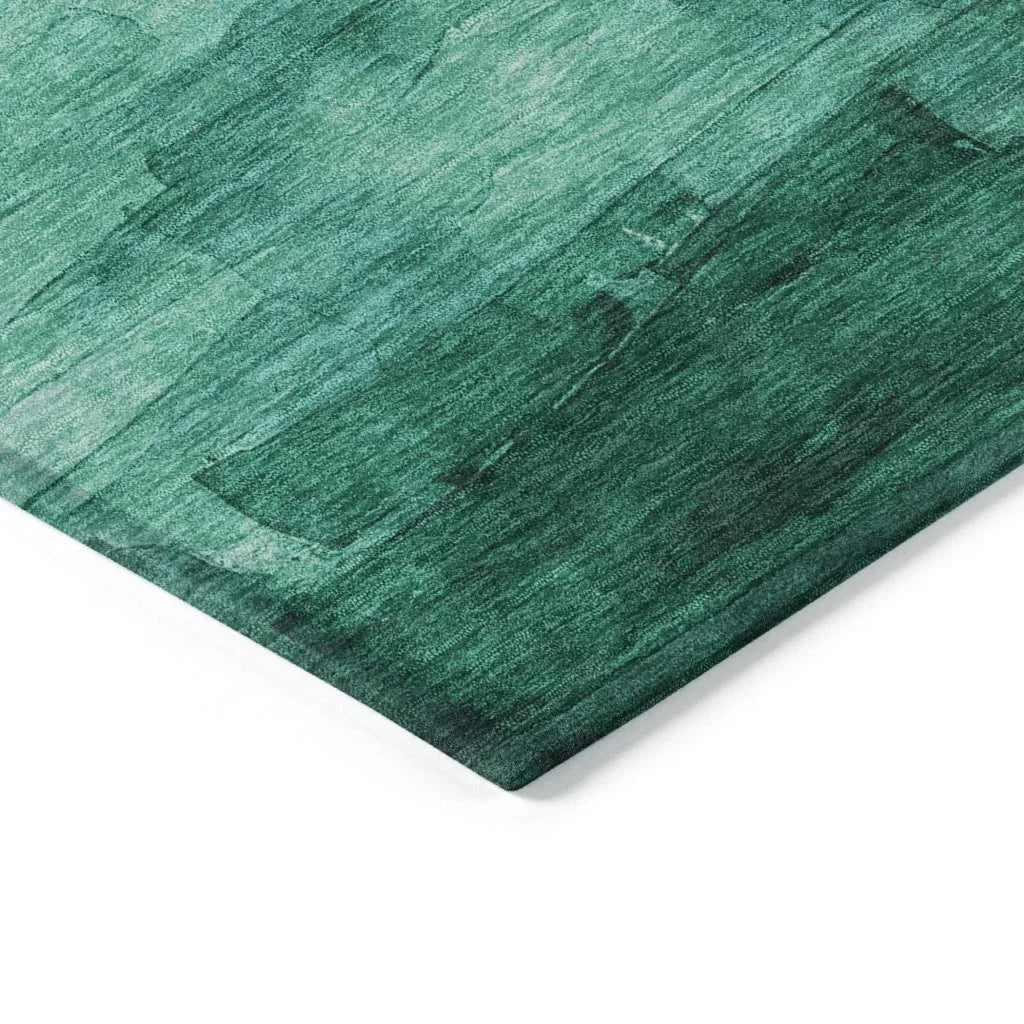 Wyrnleaf Teal Washable Indoor - Outdoor Rug - LOOMLAN - LOOMLAN Rugs - Outdoor Rugs