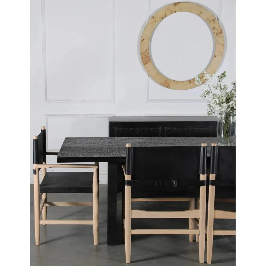 Black Leather Dining Chair Xavier With Arms - LOOMLAN - Peninsula Home - Dining Chairs