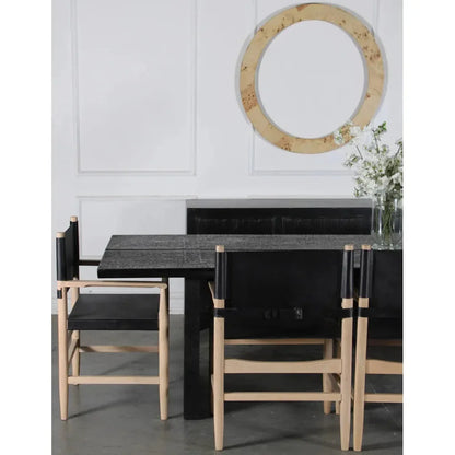 Black Leather Dining Chair Xavier With Arms - LOOMLAN - Peninsula Home - Dining Chairs