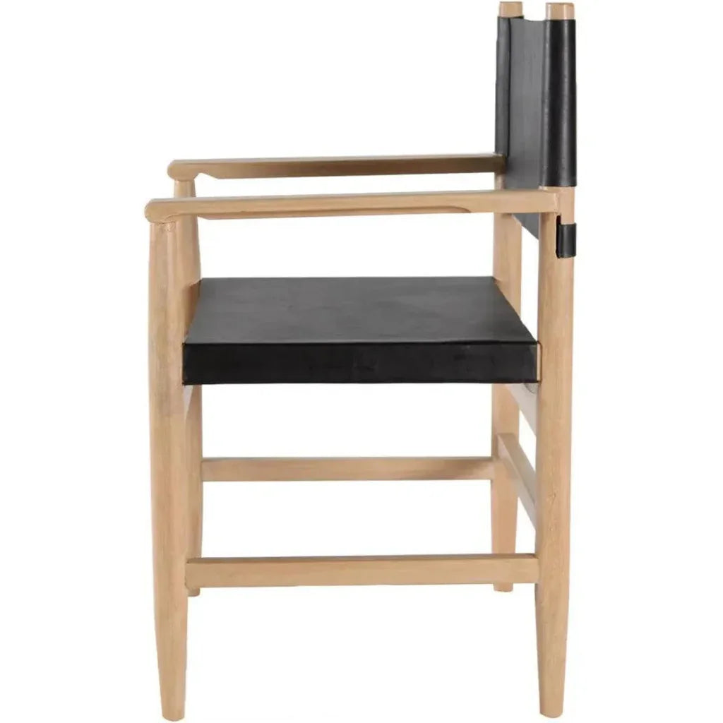 Black Leather Dining Chair Xavier With Arms - LOOMLAN - Peninsula Home - Dining Chairs