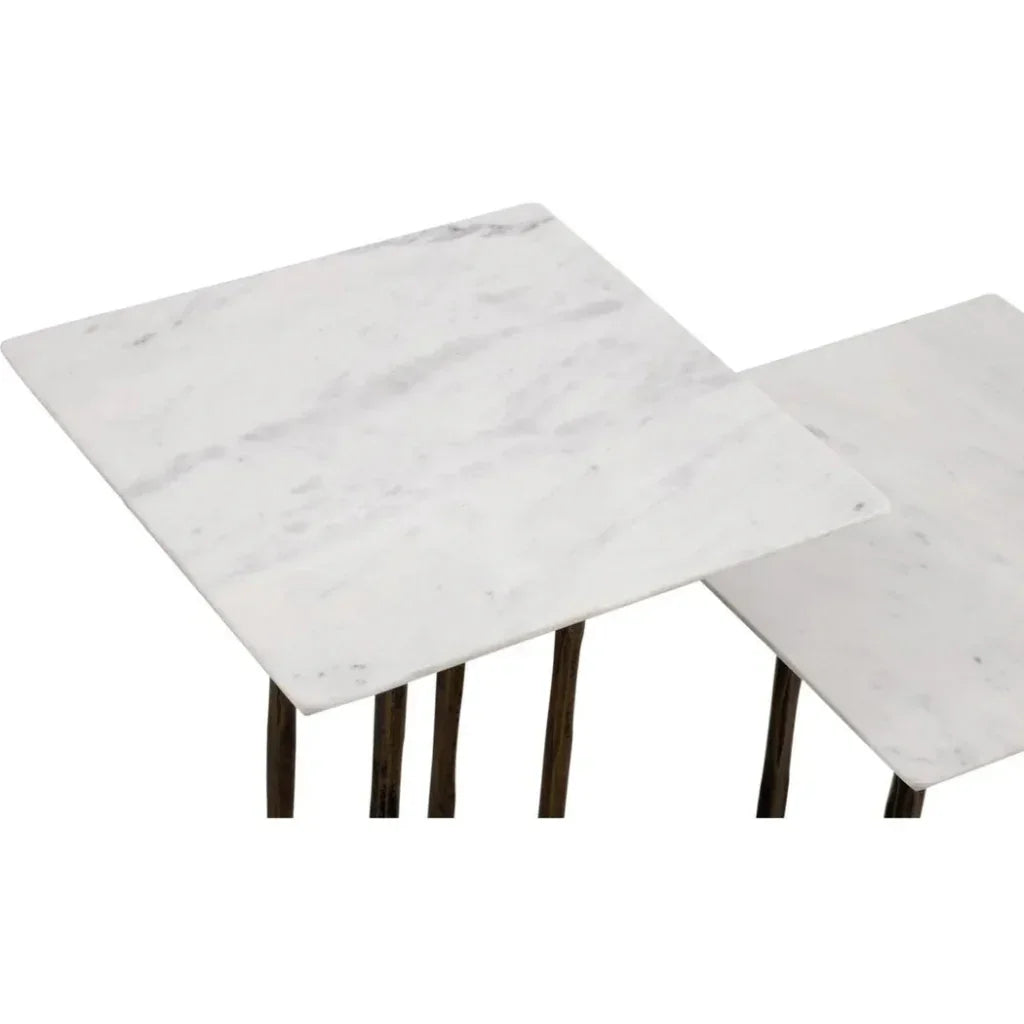 Xavier Iron & Marble White Square Accent Table - LOOMLAN - Bassett Mirror - Side Tables