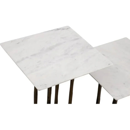 Xavier Iron & Marble White Square Accent Table - LOOMLAN - Bassett Mirror - Side Tables