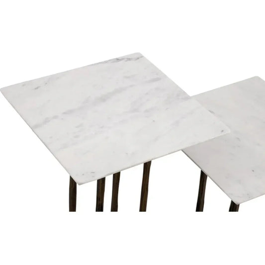 Xavier Iron & Marble White Square Accent Table - LOOMLAN - Bassett Mirror - Side Tables