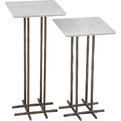 Xavier Iron & Marble White Square Accent Table - LOOMLAN - Bassett Mirror - Side Tables