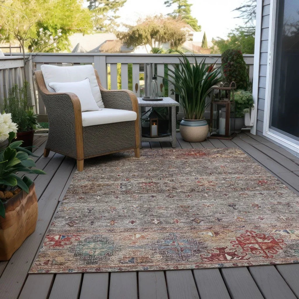 Yaniqa Gray Washable Indoor - Outdoor Rug - LOOMLAN - LOOMLAN Rugs - Outdoor Rugs