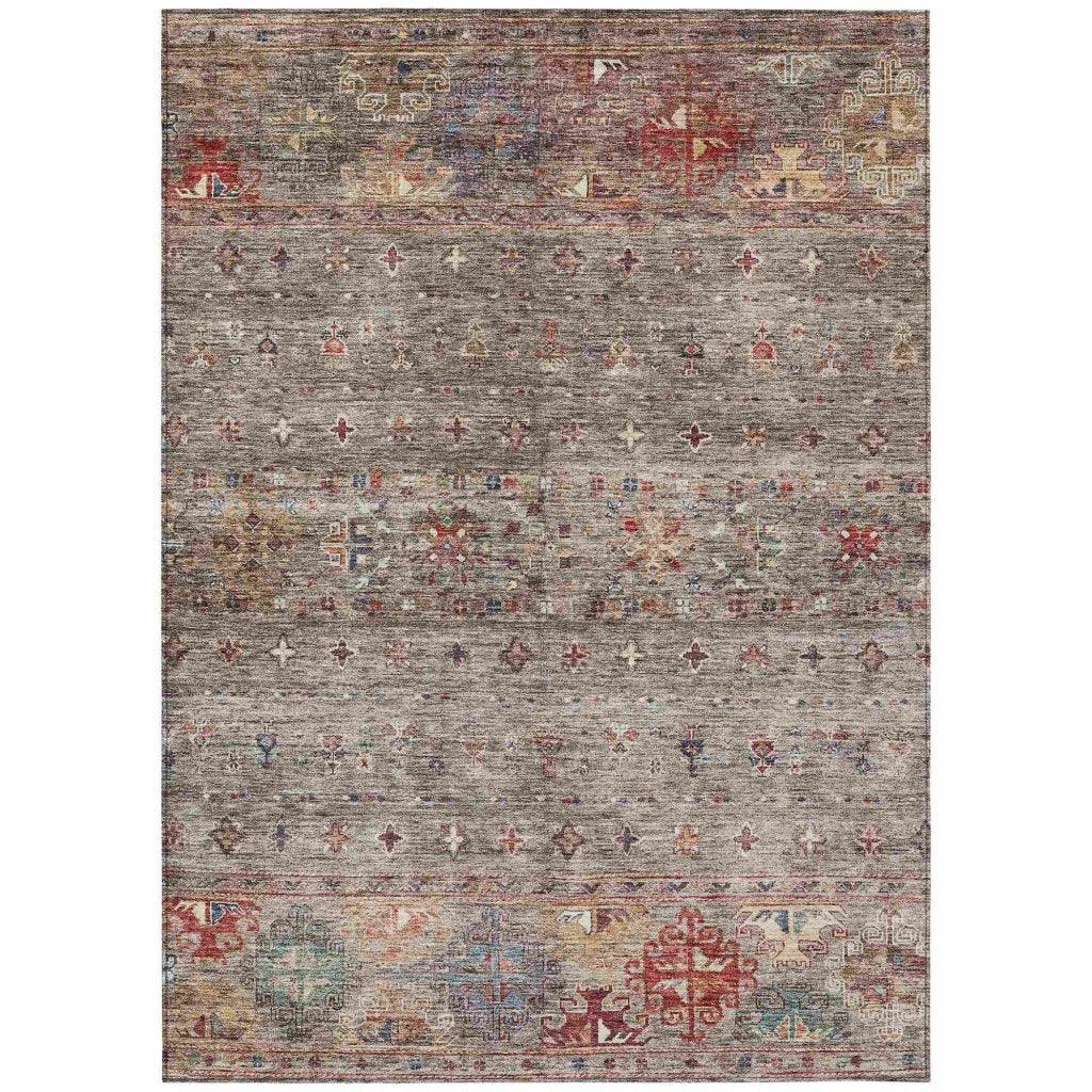 Yaniqa Gray Washable Indoor - Outdoor Rug - LOOMLAN - LOOMLAN Rugs - Outdoor Rugs