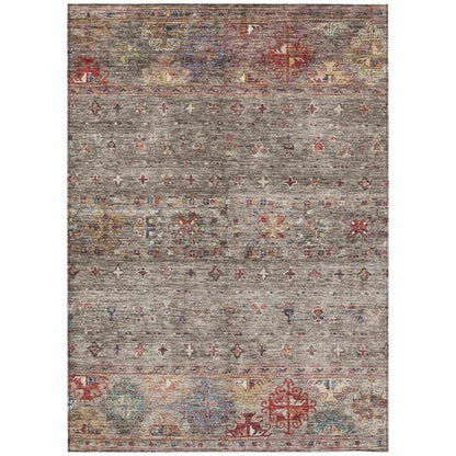 Yaniqa Gray Washable Indoor - Outdoor Rug - LOOMLAN - LOOMLAN Rugs - Outdoor Rugs