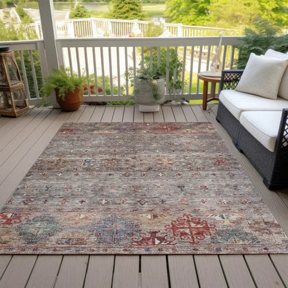 Yaniqa Gray Washable Indoor - Outdoor Rug - LOOMLAN - LOOMLAN Rugs - Outdoor Rugs