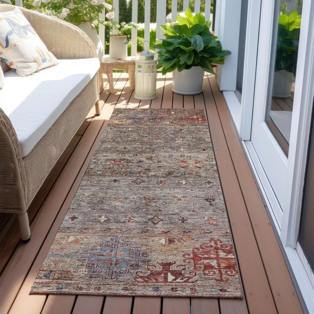 Yaniqa Gray Washable Indoor - Outdoor Rug - LOOMLAN - LOOMLAN Rugs - Outdoor Rugs