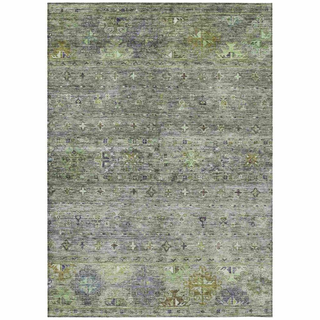 Yaniqa Green Washable Indoor - Outdoor Rug - LOOMLAN - LOOMLAN Rugs - Outdoor Rugs