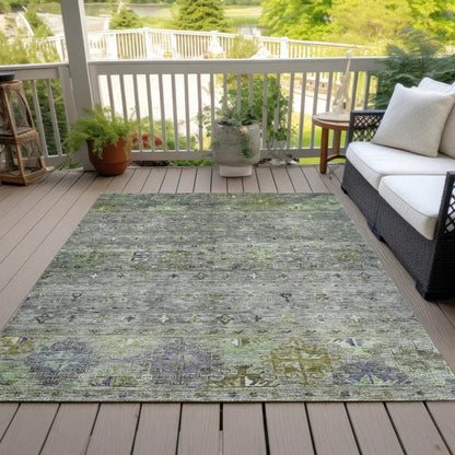 Yaniqa Green Washable Indoor - Outdoor Rug - LOOMLAN - LOOMLAN Rugs - Outdoor Rugs