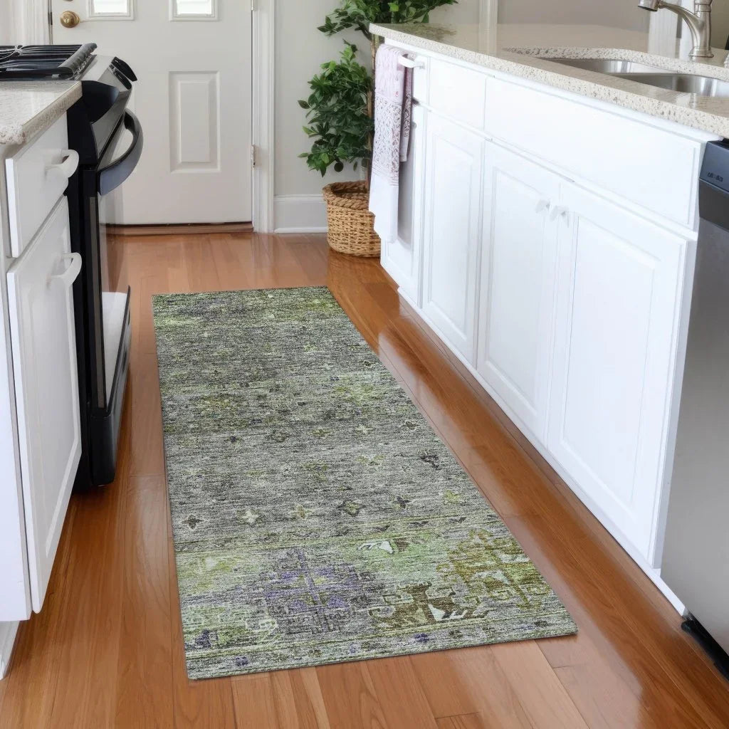 Yaniqa Green Washable Indoor - Outdoor Rug - LOOMLAN - LOOMLAN Rugs - Outdoor Rugs