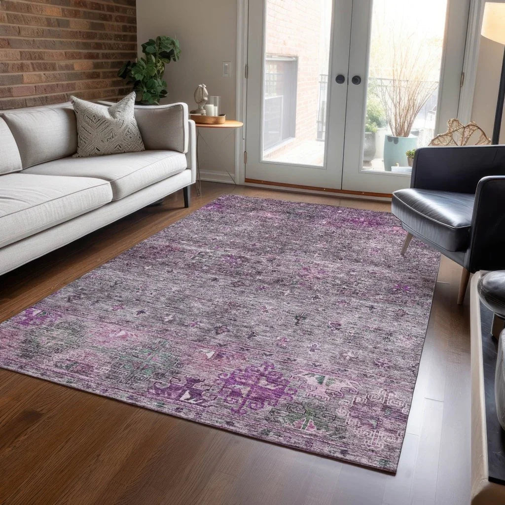 Yaniqa Purple Washable Indoor - Outdoor Rug - LOOMLAN - LOOMLAN Rugs - Outdoor Rugs