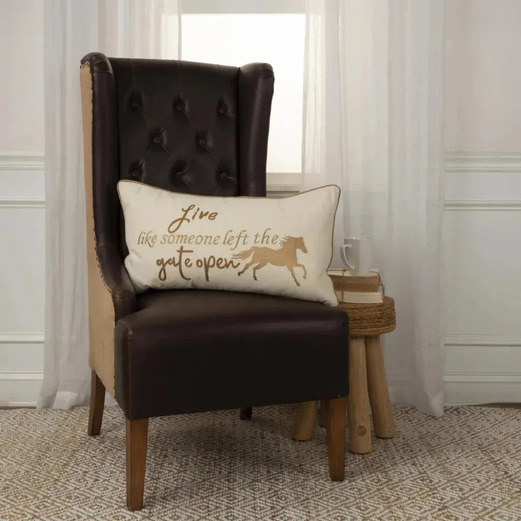 Yara Farmhouse Lumbar Pillow Cover Insert Horse - LOOMLAN - LOOMLAN - Throw Pillows