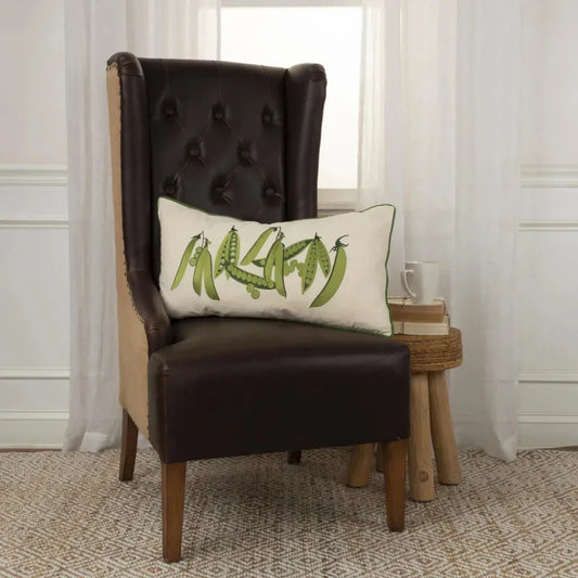 Yara Green Peas Farmhouse Lumbar Pillow Cover Insert - LOOMLAN - LOOMLAN - Throw Pillows