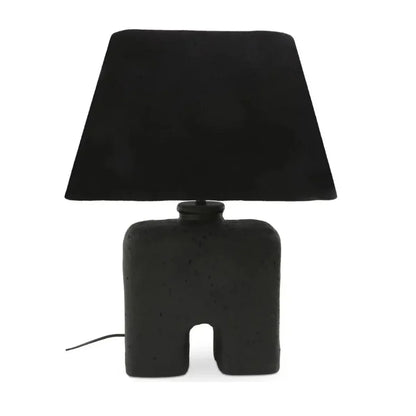 Yara Wood & Textured Cotton Black Table Lamp - LOOMLAN - Moe's Home - Table Lamps
