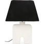 Yara Wood & Textured Cotton White Table Lamp - LOOMLAN - Moe's Home - Table Lamps