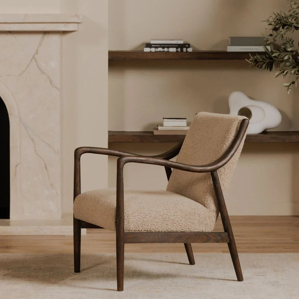 Yates Beige Faux Shearling Accent Chair - LOOMLAN - Moe's Home - Accent Chairs