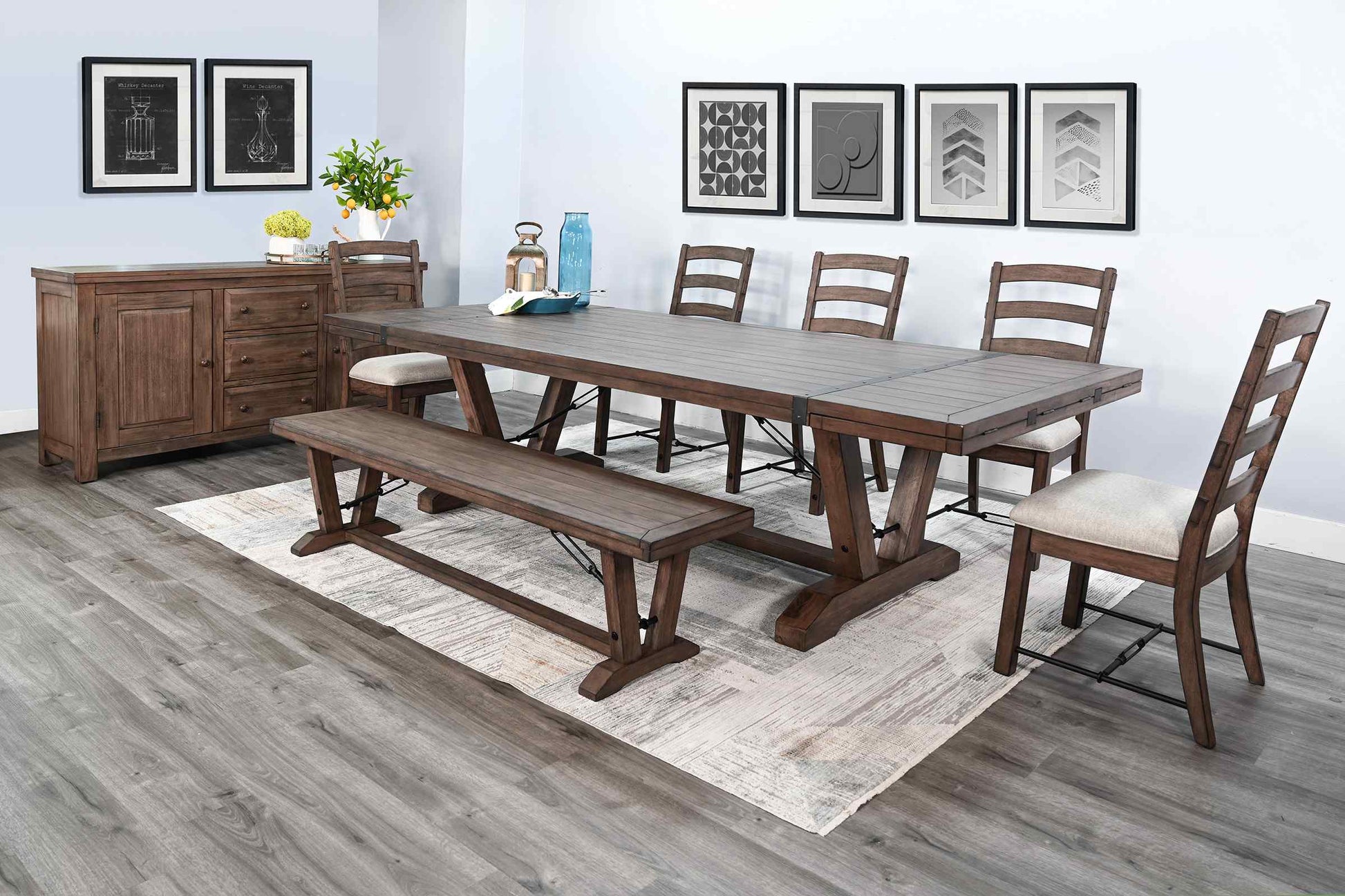 Yellowstone Extendable Dining Table with Folding Leaves-Dining Tables-Sunny D-LOOMLAN