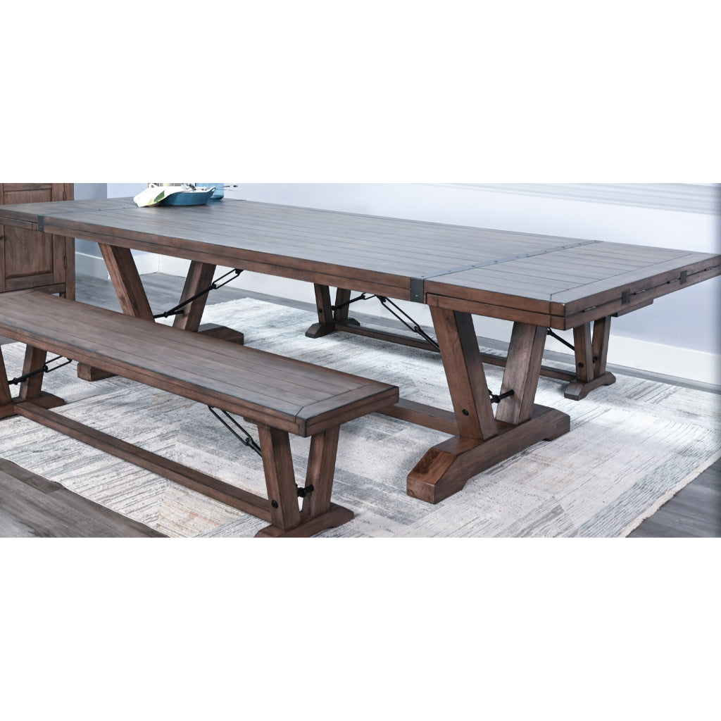 Yellowstone Extendable Dining Table with Folding Leaves-Dining Tables-Sunny D-LOOMLAN