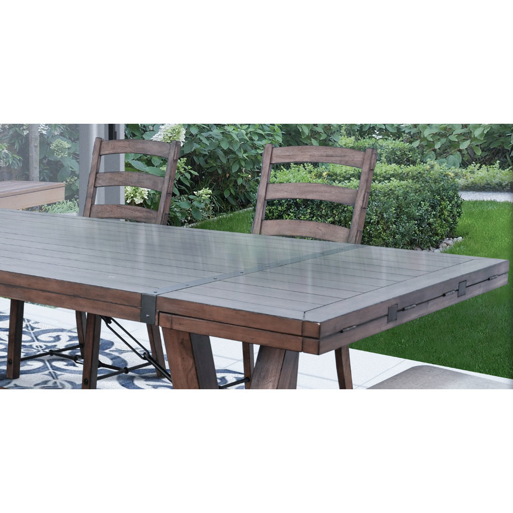 Yellowstone Extendable Dining Table with Folding Leaves-Dining Tables-Sunny D-LOOMLAN