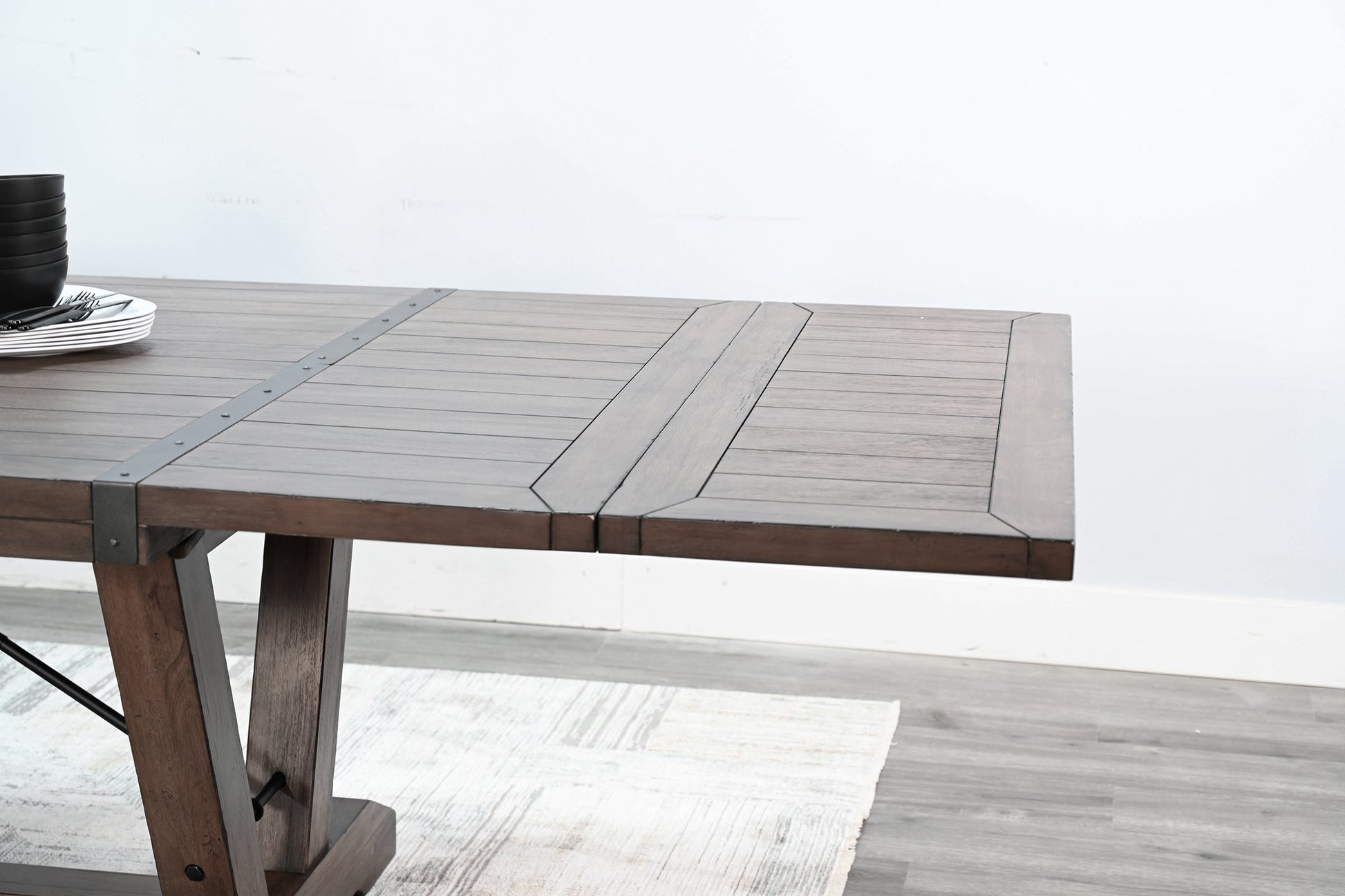 Yellowstone Extendable Dining Table with Folding Leaves-Dining Tables-Sunny D-LOOMLAN