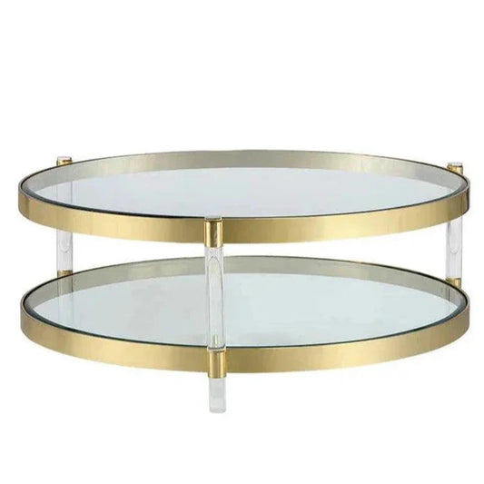 York Coffee Table Brass Glass Shelves & - LOOMLAN - SUNPAN - Coffee Tables
