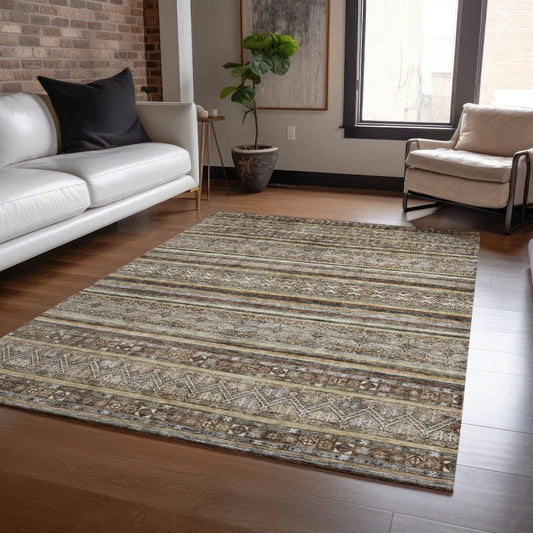 Ysadora Brown Washable Indoor - Outdoor Rug - LOOMLAN - LOOMLAN Rugs - Outdoor Rugs