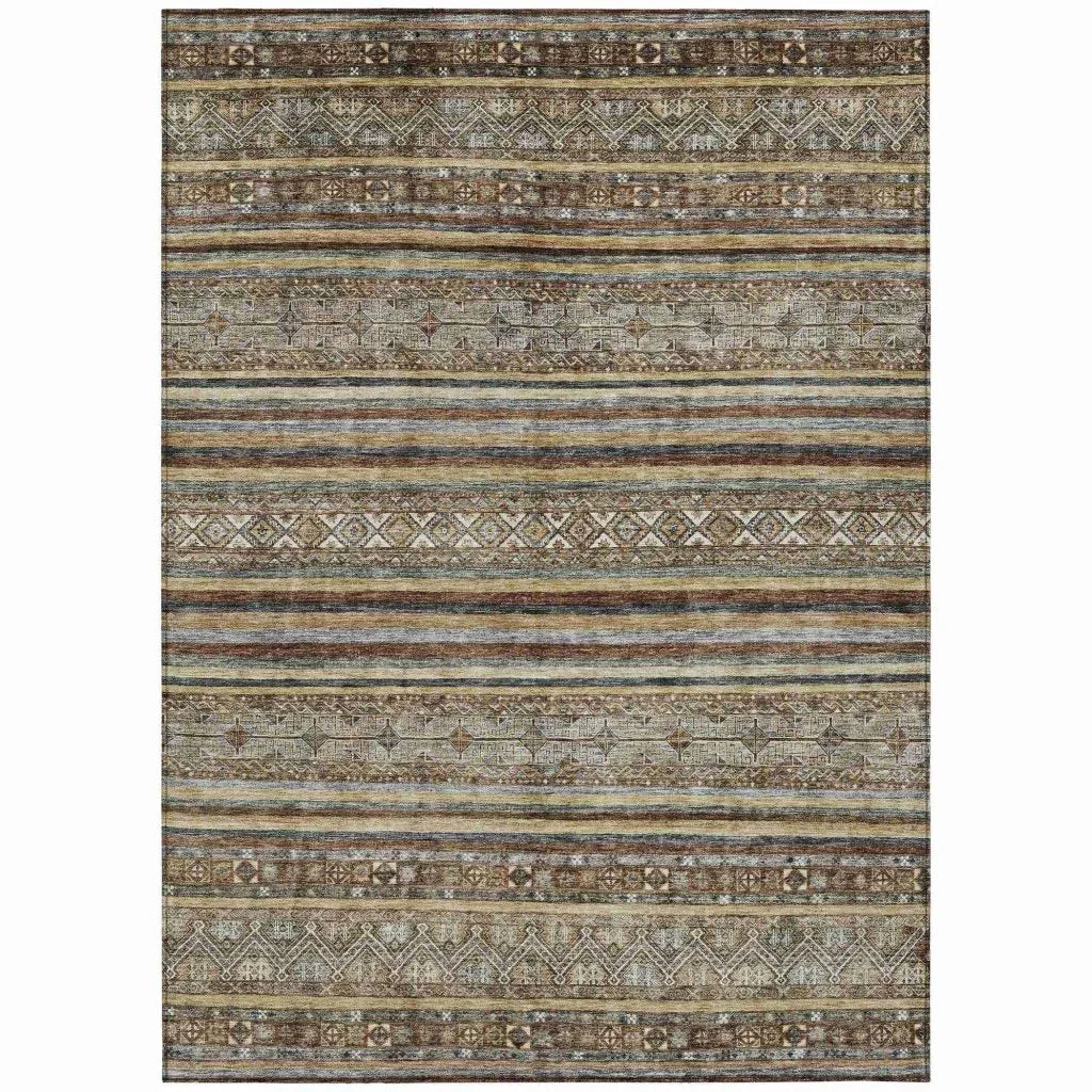 Ysadora Brown Washable Indoor - Outdoor Rug - LOOMLAN - LOOMLAN Rugs - Outdoor Rugs